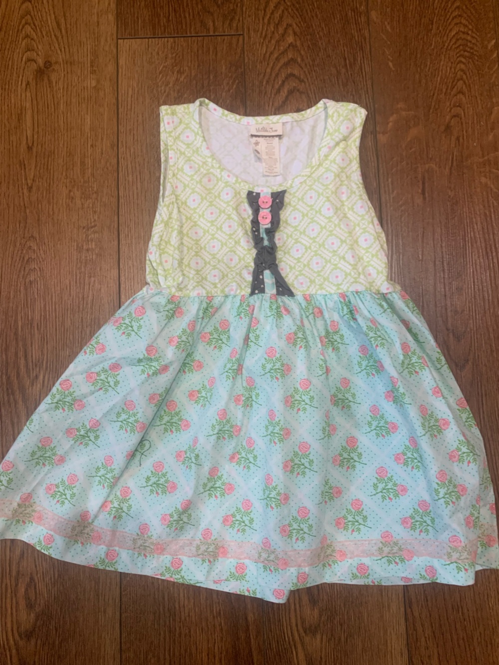 Matilda Jane Pastel Green and Light Blue Floral Top Girls Size 10